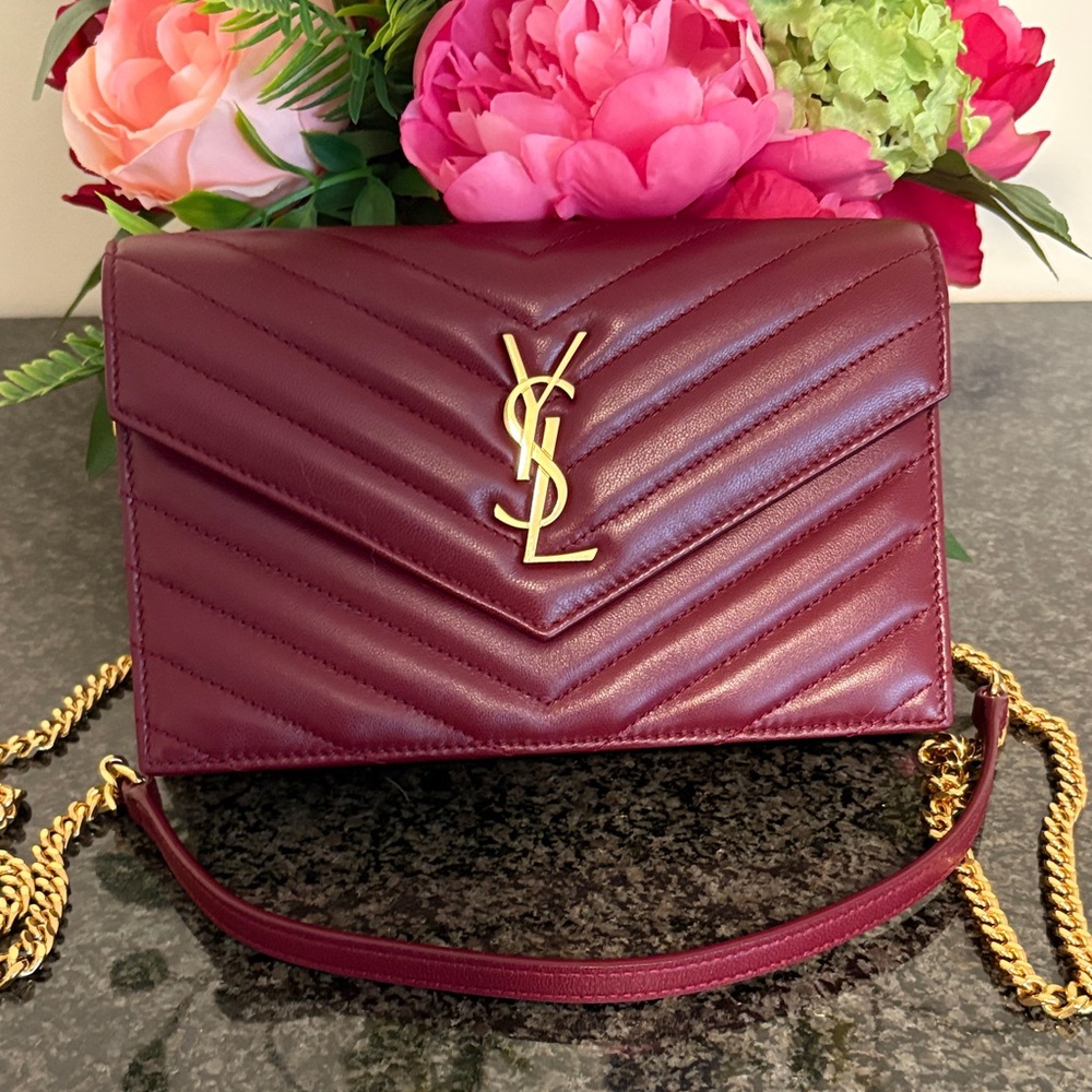 Yves Saint Laurent Burgundy Quilted Leather Chain Bag